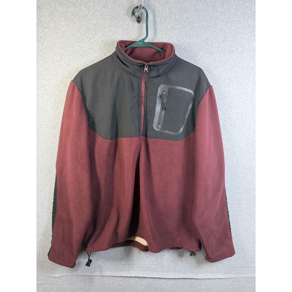 Solaris Jacket Mens Large Red Black Fleece 1/4 Zip Windbreaker Pullover Pocket